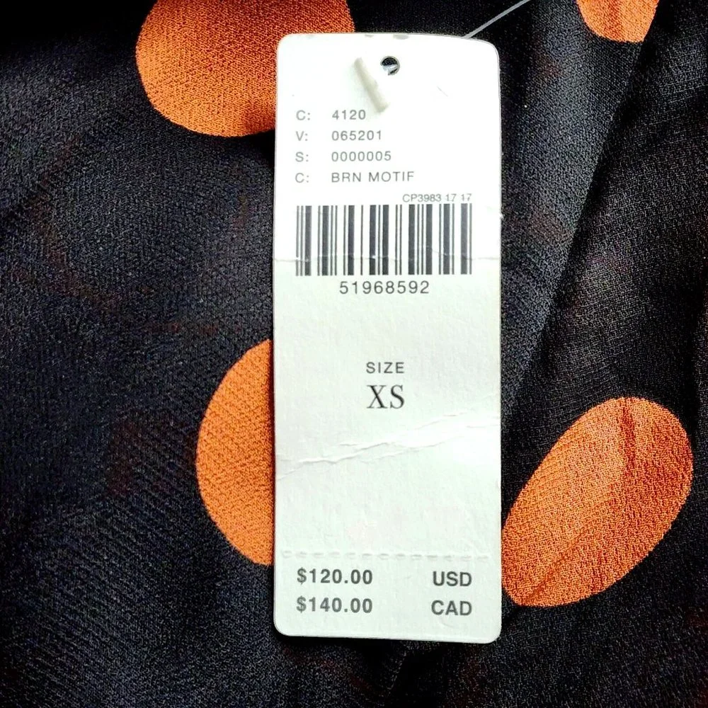Maeve Anthropologie Oksana Midi Skirt Black Rust/Orange Polka Dots - Picture 8 of 8